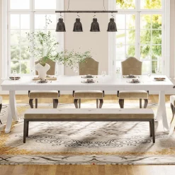 78.74“ Rectangular Dining Table for 6-8, Large Wooden Farmhouse Table