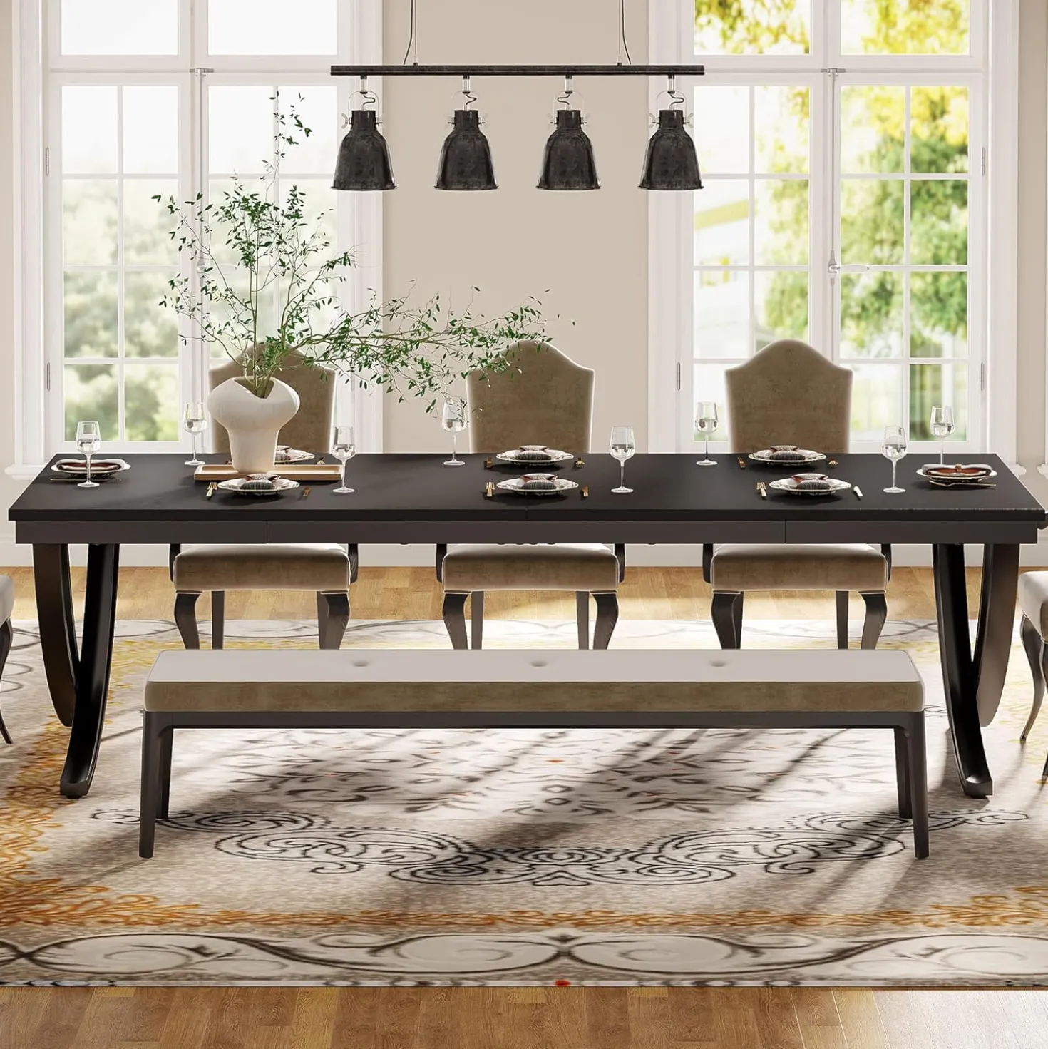 78.74“ Rectangular Dining Table for 6-8, Large Wooden Farmhouse Table