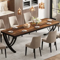 78.74“ Rectangular Dining Table for 6-8, Large Wooden Farmhouse Table