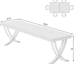 78.74“ Rectangular Dining Table for 6-8, Large Wooden Farmhouse Table