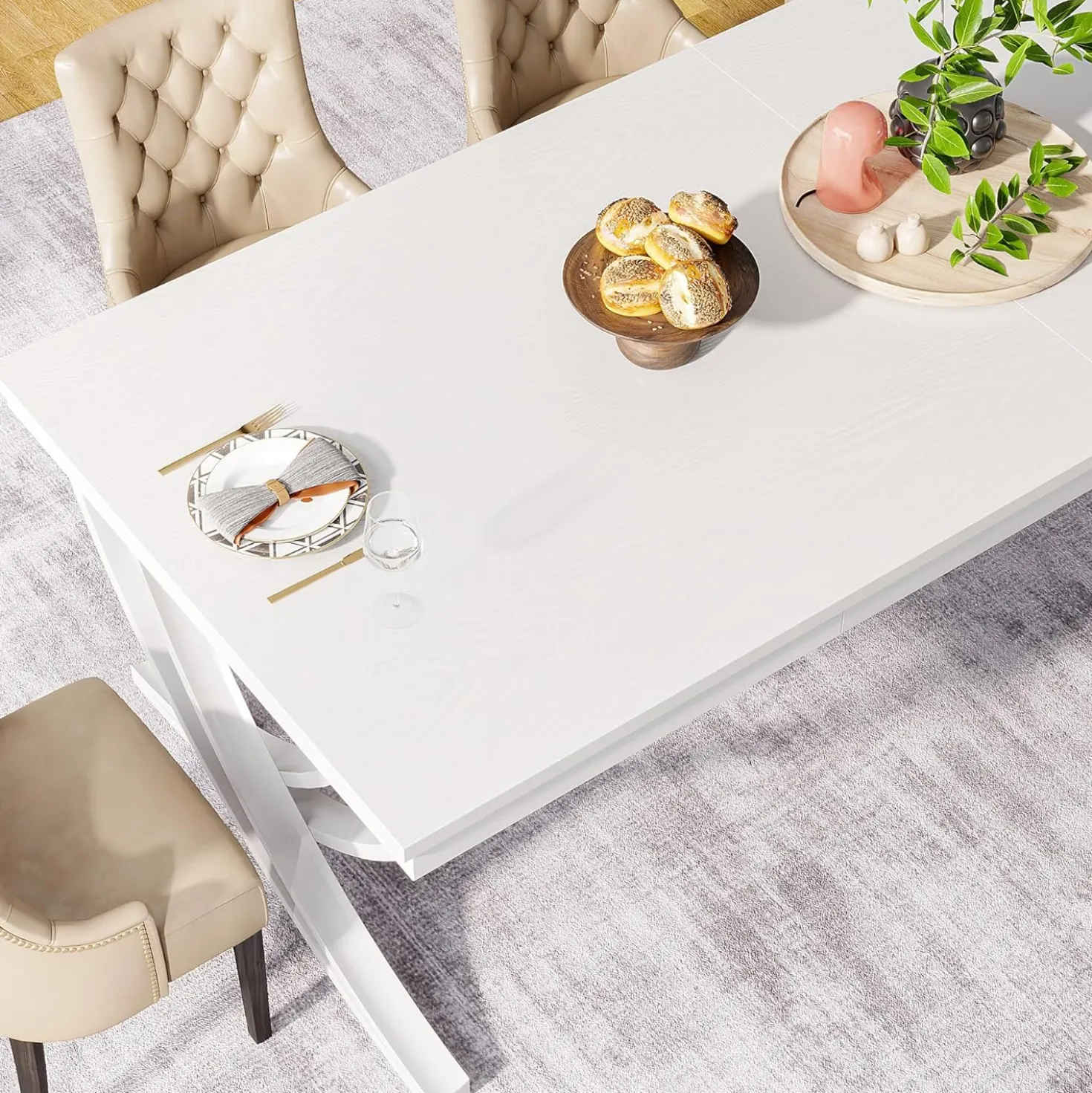 78.74“ Rectangular Dining Table for 6-8, Large Wooden Farmhouse Table