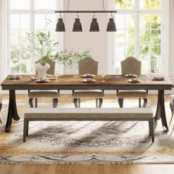 78.74“ Rectangular Dining Table for 6-8, Large Wooden Farmhouse Table