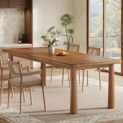 63" Rectangular Dining Table, Solid Wood Kitchen Table for 4 to 6 People