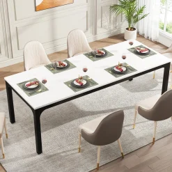 78.7" Rectangular Dining Table for 6–8 People, Long Kitchen Table