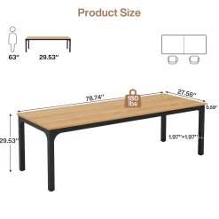 78.7" Rectangular Dining Table for 6–8 People, Long Kitchen Table