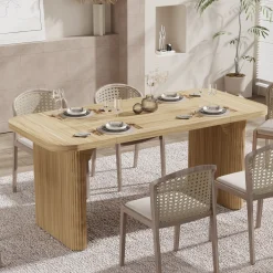 62" Rectangular Dining Table for 4-6, Simple Kitchen Dinner Table