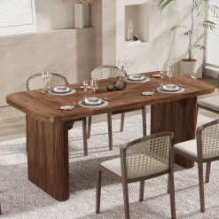 62" Rectangular Dining Table for 4-6, Simple Kitchen Dinner Table