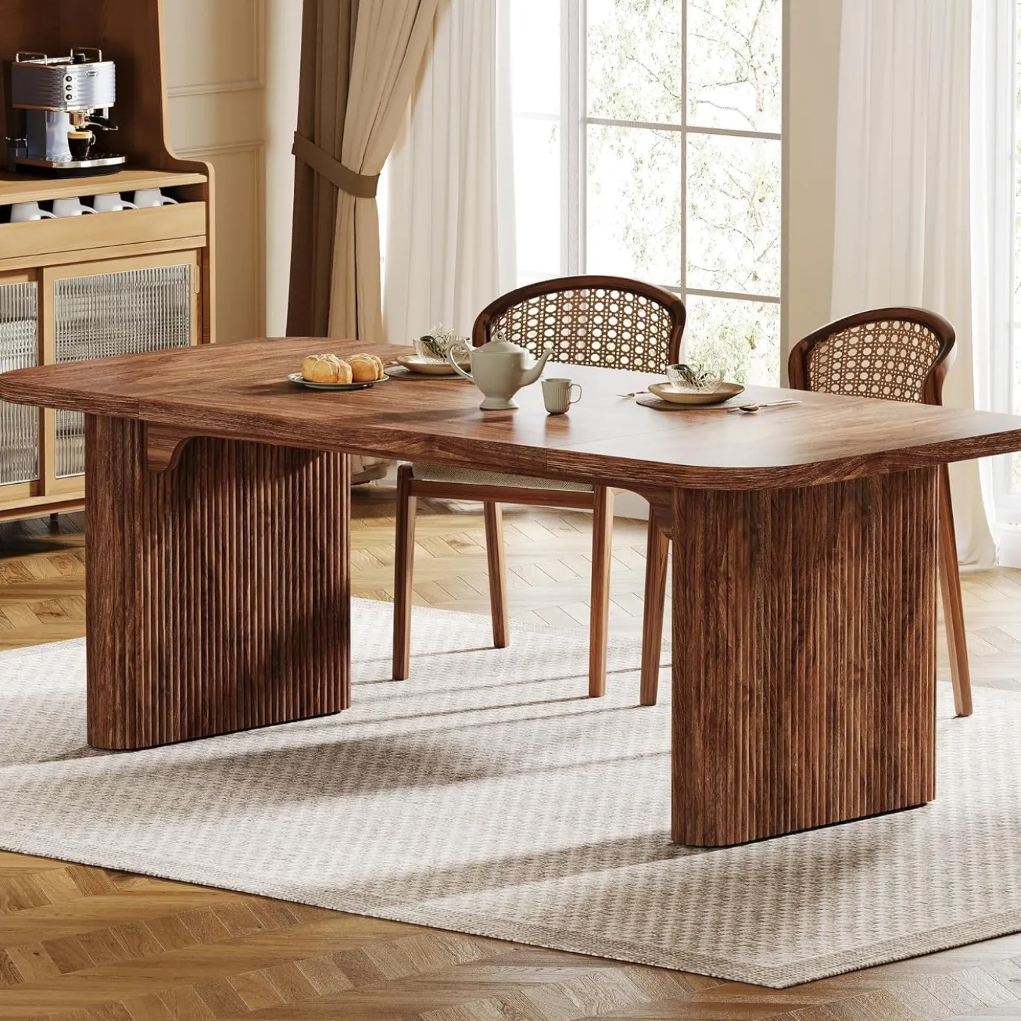 62" Rectangular Dining Table for 4-6, Simple Kitchen Dinner Table