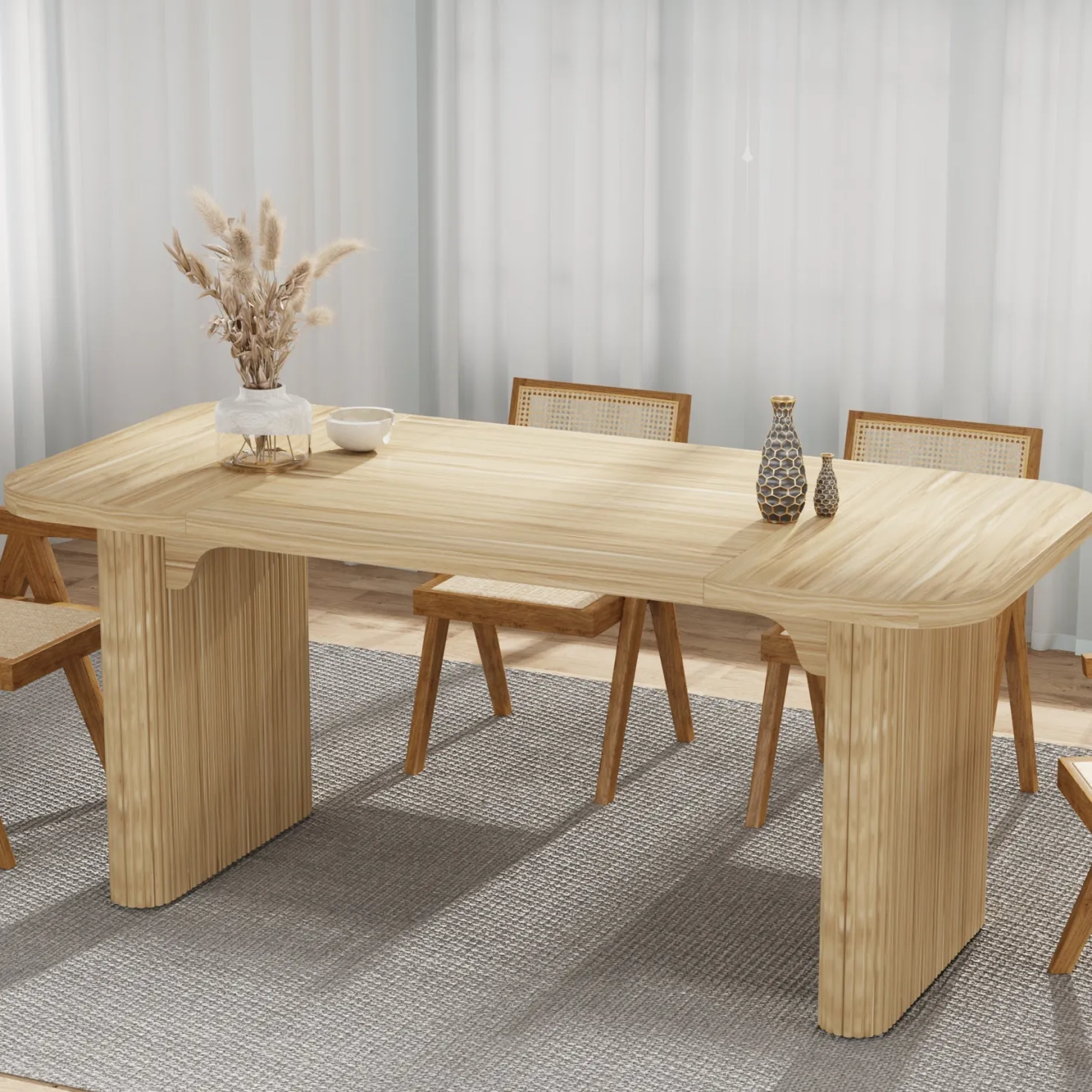 62" Rectangular Dining Table for 4-6, Simple Kitchen Dinner Table