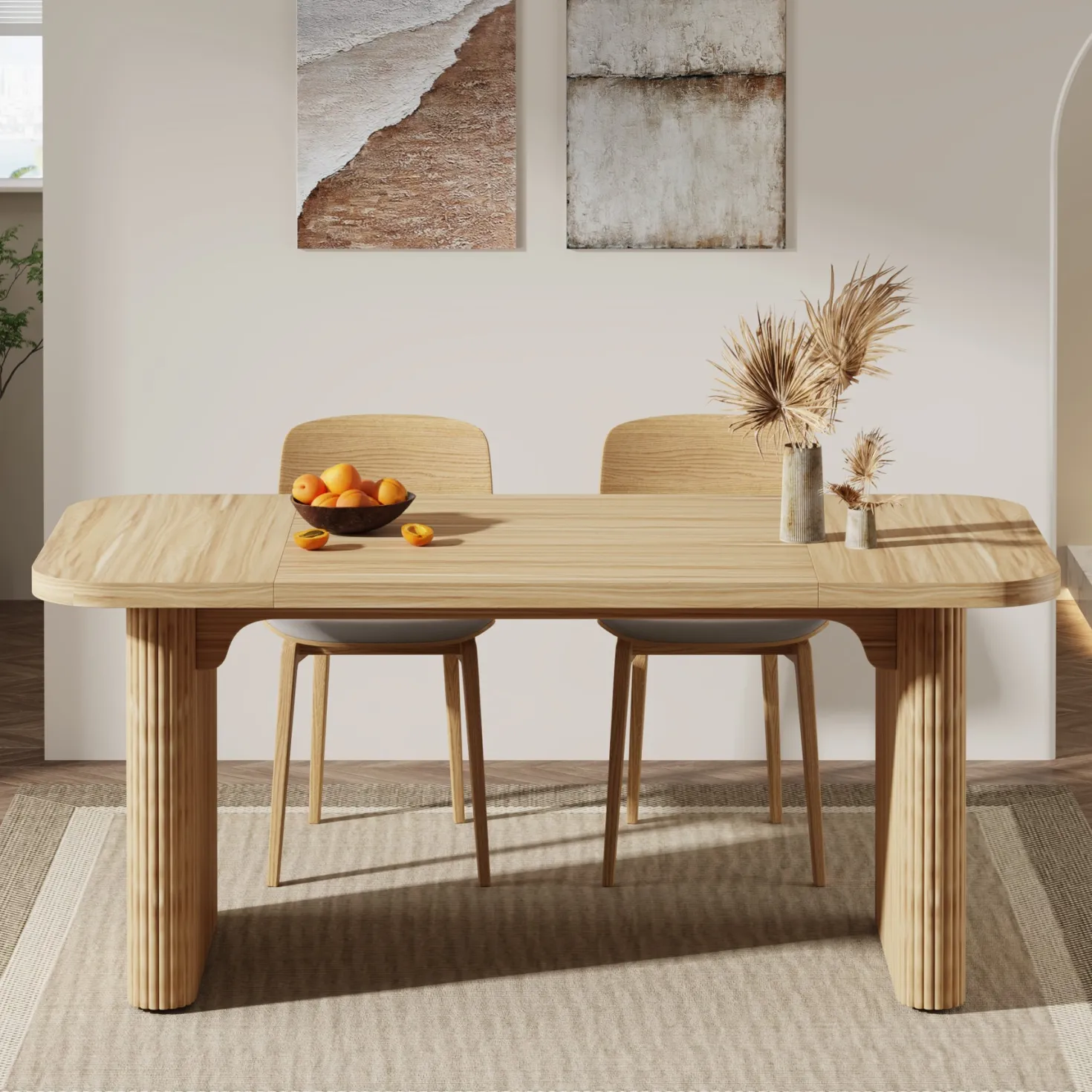 62" Rectangular Dining Table for 4-6, Simple Kitchen Dinner Table