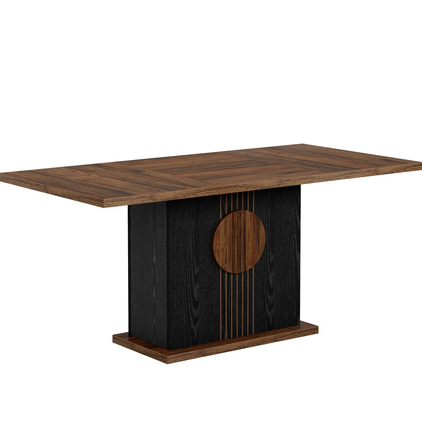 55" Rectangular Dining Table for 4–6 People, Farmhouse Wood Kitchen Table