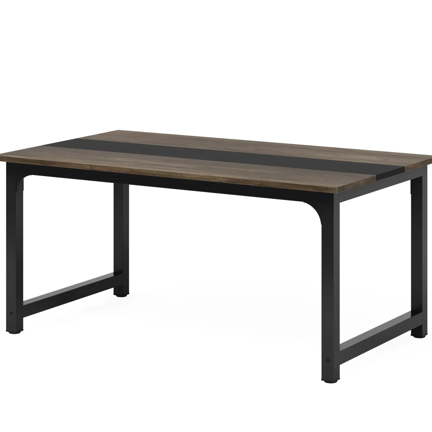 63" Rectangular Dining Table for 6–8 People, Industrial Wood Kitchen Table