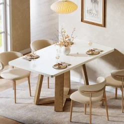 47" Rectangular Dining Table, Modern Kitchen Dinner Table for 4 People