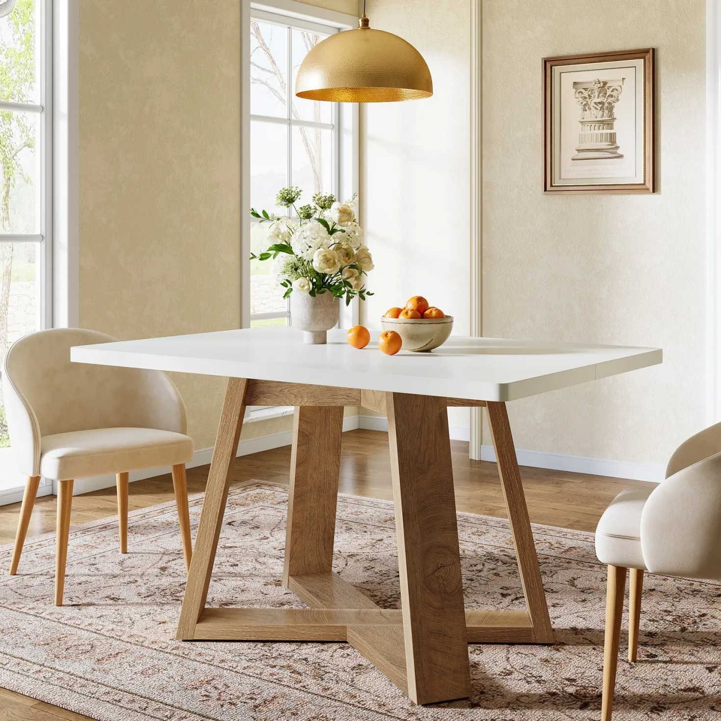 47" Rectangular Dining Table, Modern Kitchen Dinner Table for 4 People