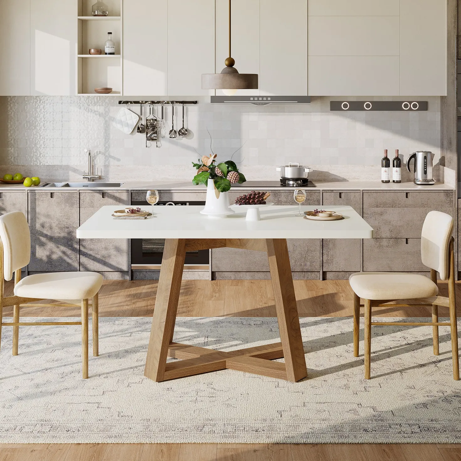 47" Rectangular Dining Table, Modern Kitchen Dinner Table for 4 People