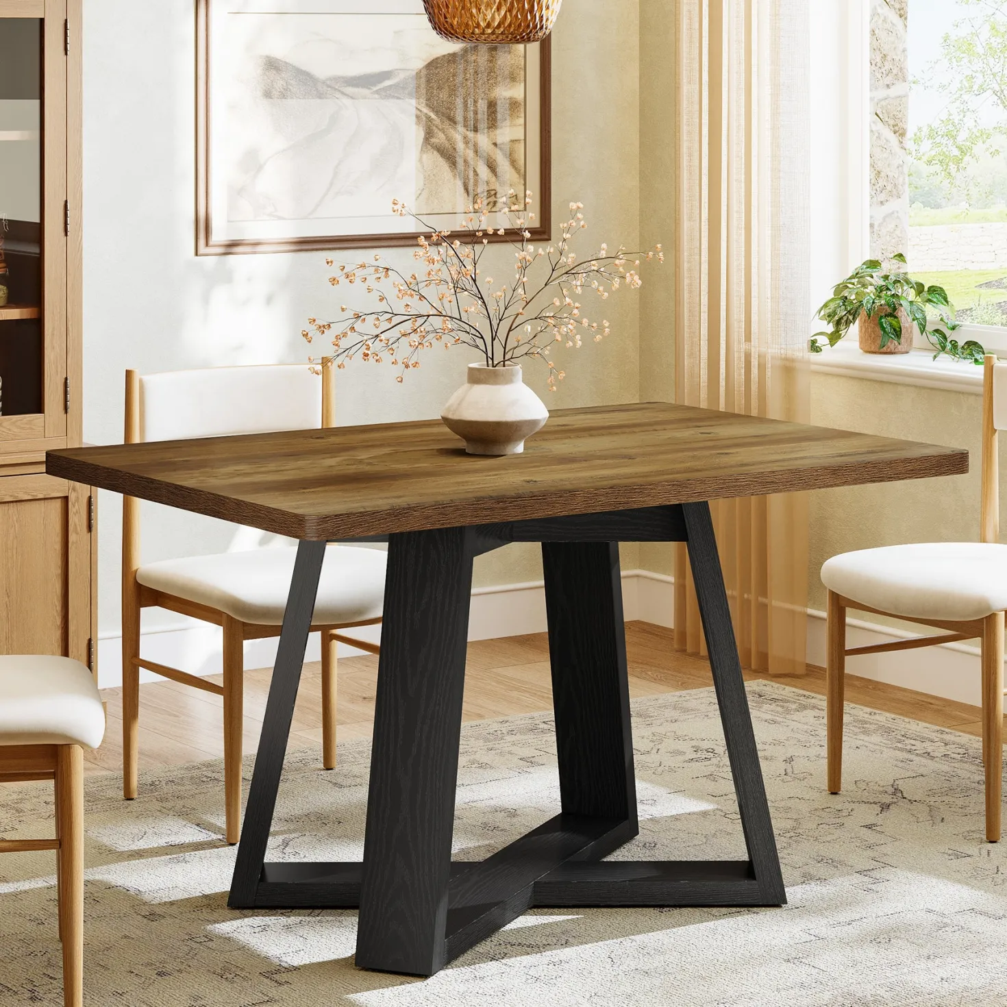 47" Rectangular Dining Table, Modern Kitchen Dinner Table for 4 People