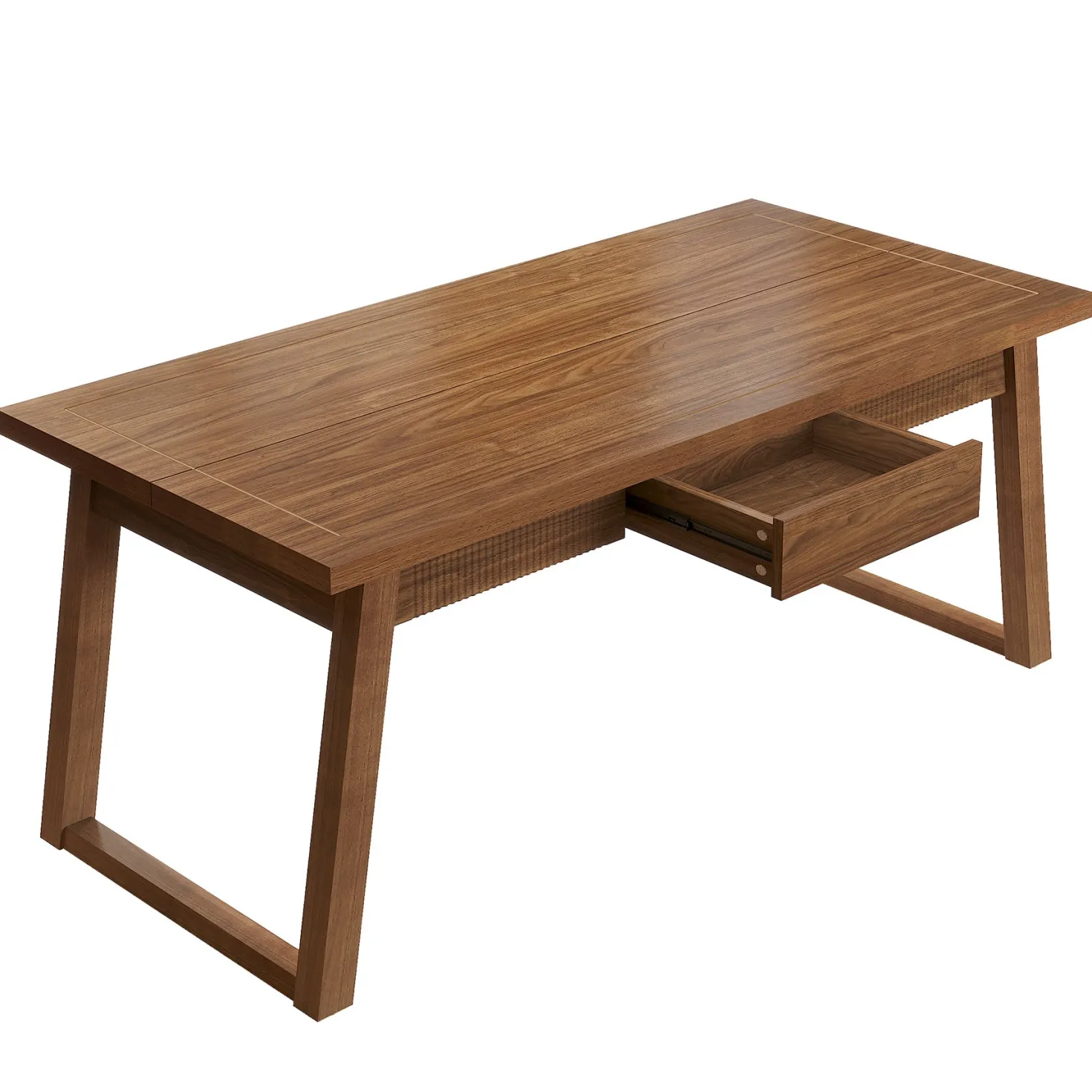 55" Rectangular Dining Table with Drawer & Solid Wood Legs for 4-6