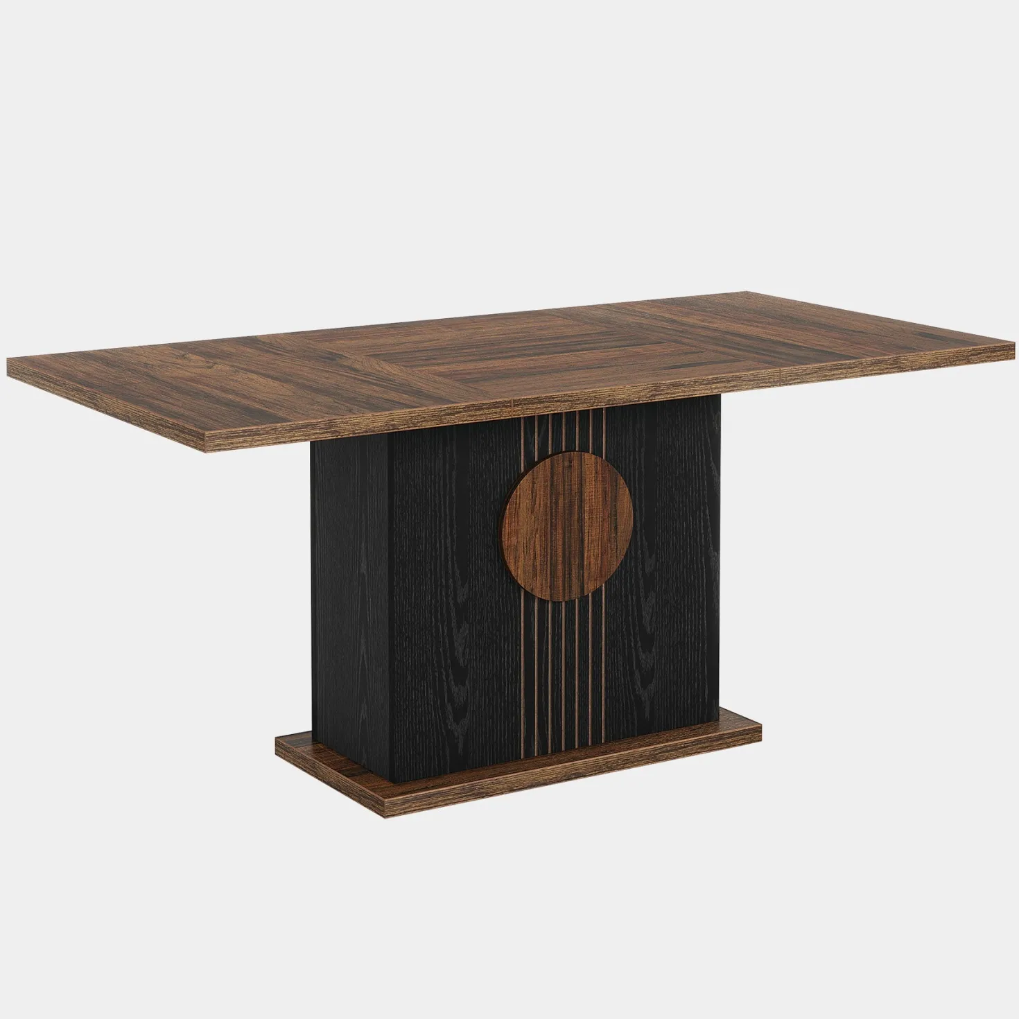 55" Rectangular Dining Table, Farmhouse Wood Kitchen Table for 4 to 6 People