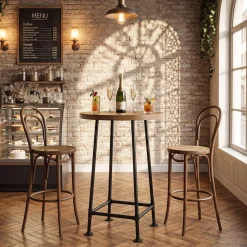 39.4" Round Bar Table, High Top Pub Table Drink Cocktail Furniture(Only Table)