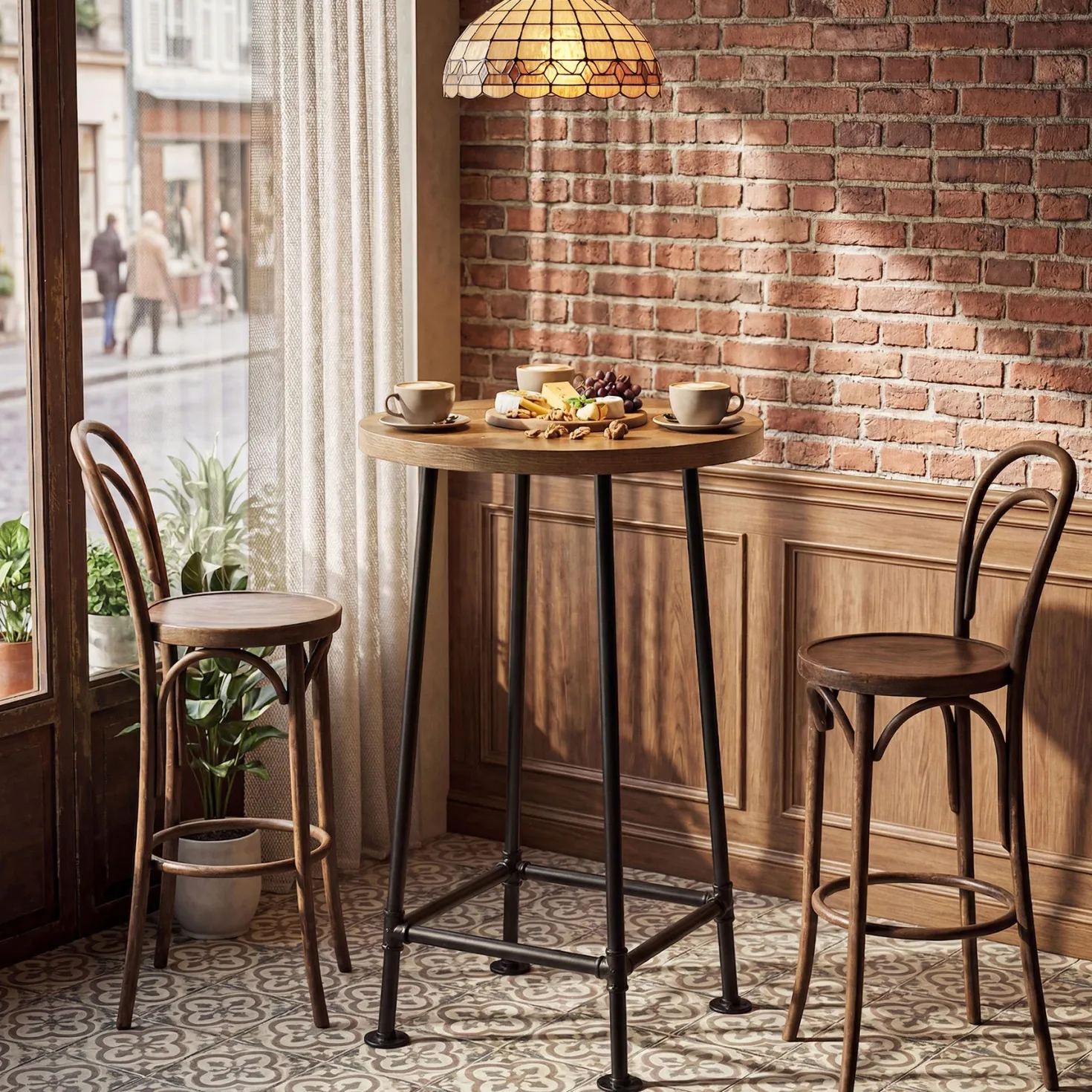 39.4" Round Bar Table, High Top Pub Table Drink Cocktail Furniture(Only Table)