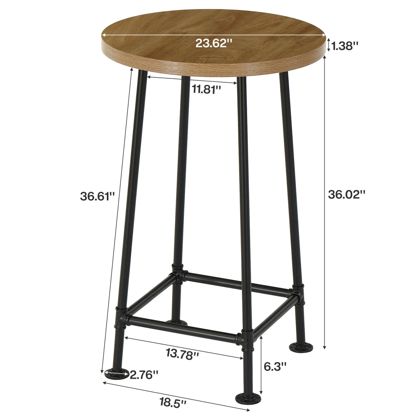 39.4" Round Bar Table, High Top Pub Table Drink Cocktail Furniture(Only Table)