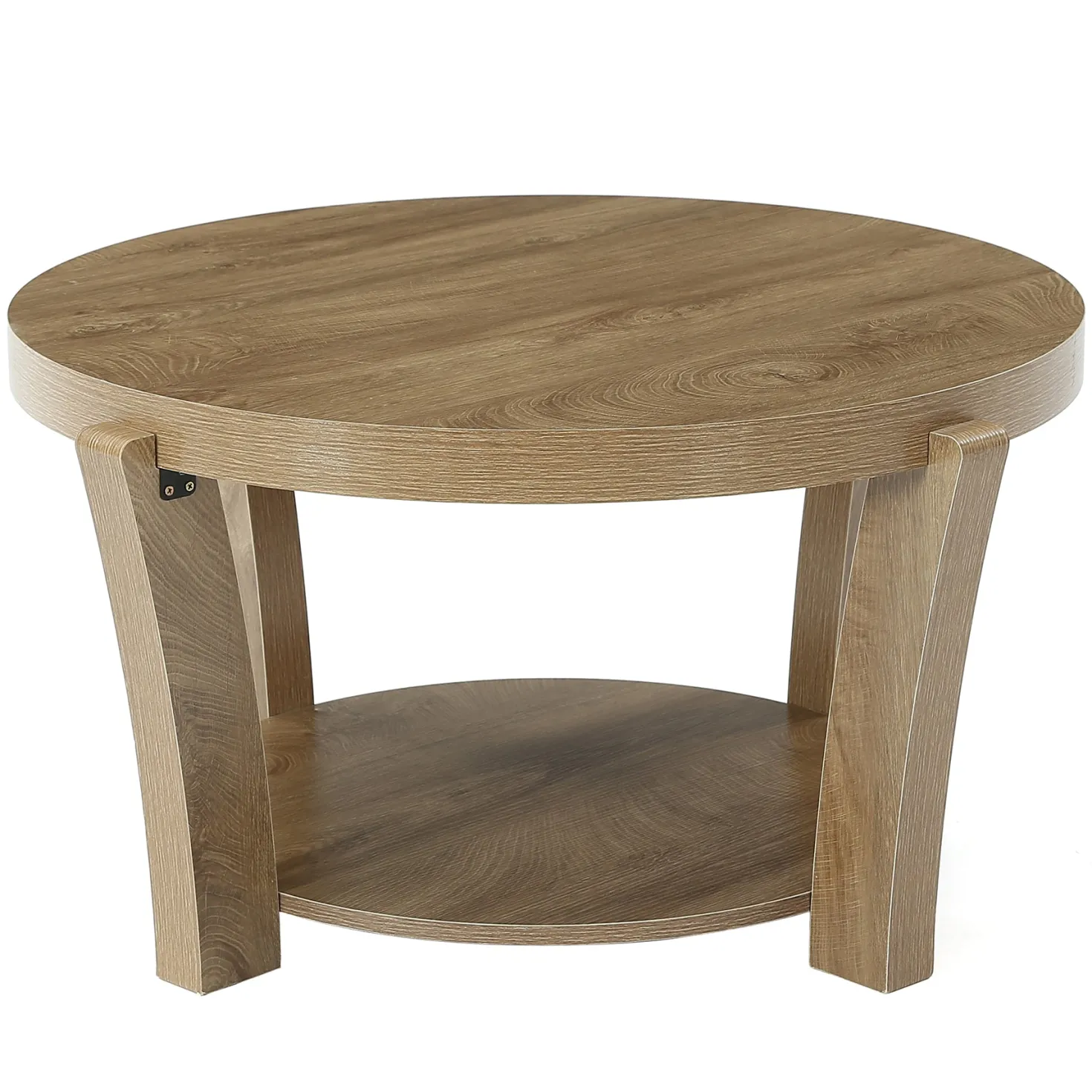 31.5" Round Coffee Table, Farmhouse Center Table with Storage, Easy Assembly