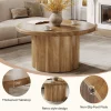31.5" Round Coffee Table, Farmhouse Center Table with Fluted Drum Base