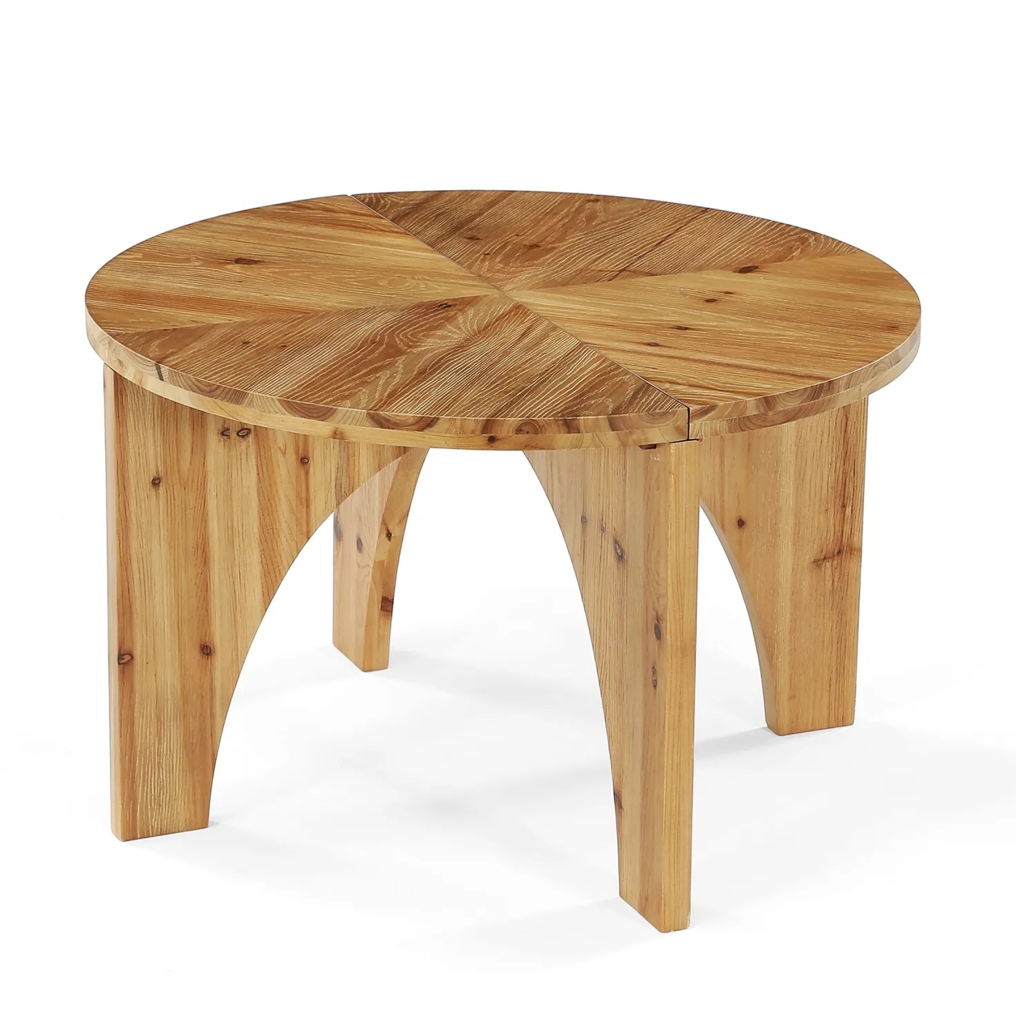 31.5" Round Coffee Table, Farmhouse Solid Wood Center Table with Curved Legs