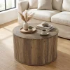 31.5" Round Coffee Table, Modern Center Table with Wooden Veneer Top