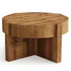 31.5" Round Coffee Table, Solid Wood Center Table with X-Shaped Legs