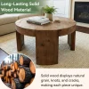 31.5" Round Coffee Table, Solid Wood Farmhouse Center Cocktail Tea Table for Living Room