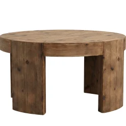 31.5" Round Coffee Table, Solid Wood Farmhouse Center Cocktail Tea Table for Living Room