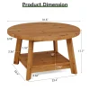 31.5" Round Coffee Table, 2-Tier Solid Wood Center Cocktail Accent Table