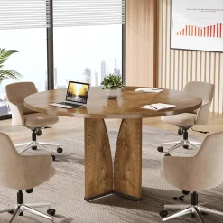 39" Round Conference Table for 4, Multi-Purpose Office Table for Meetings