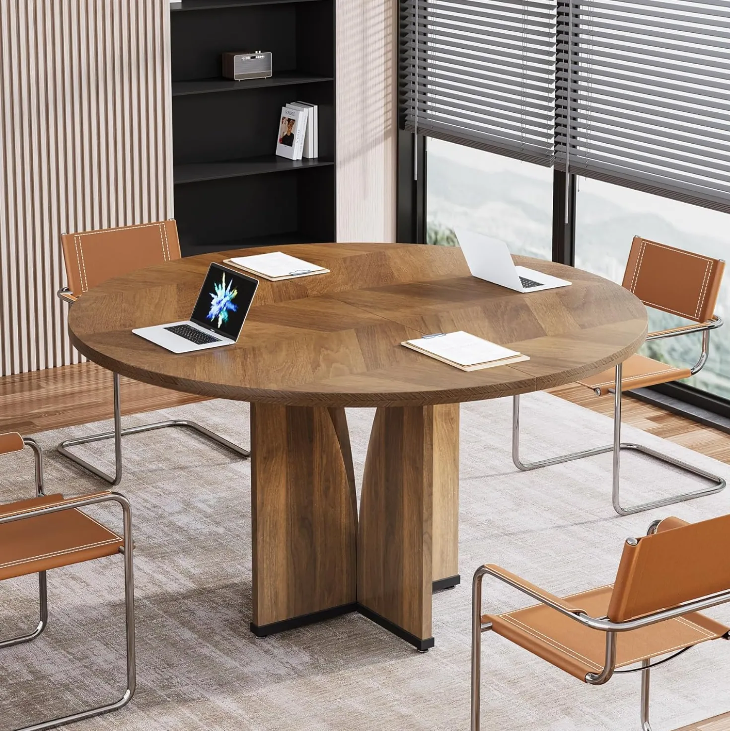 39" Round Conference Table for 4, Multi-Purpose Office Table for Meetings