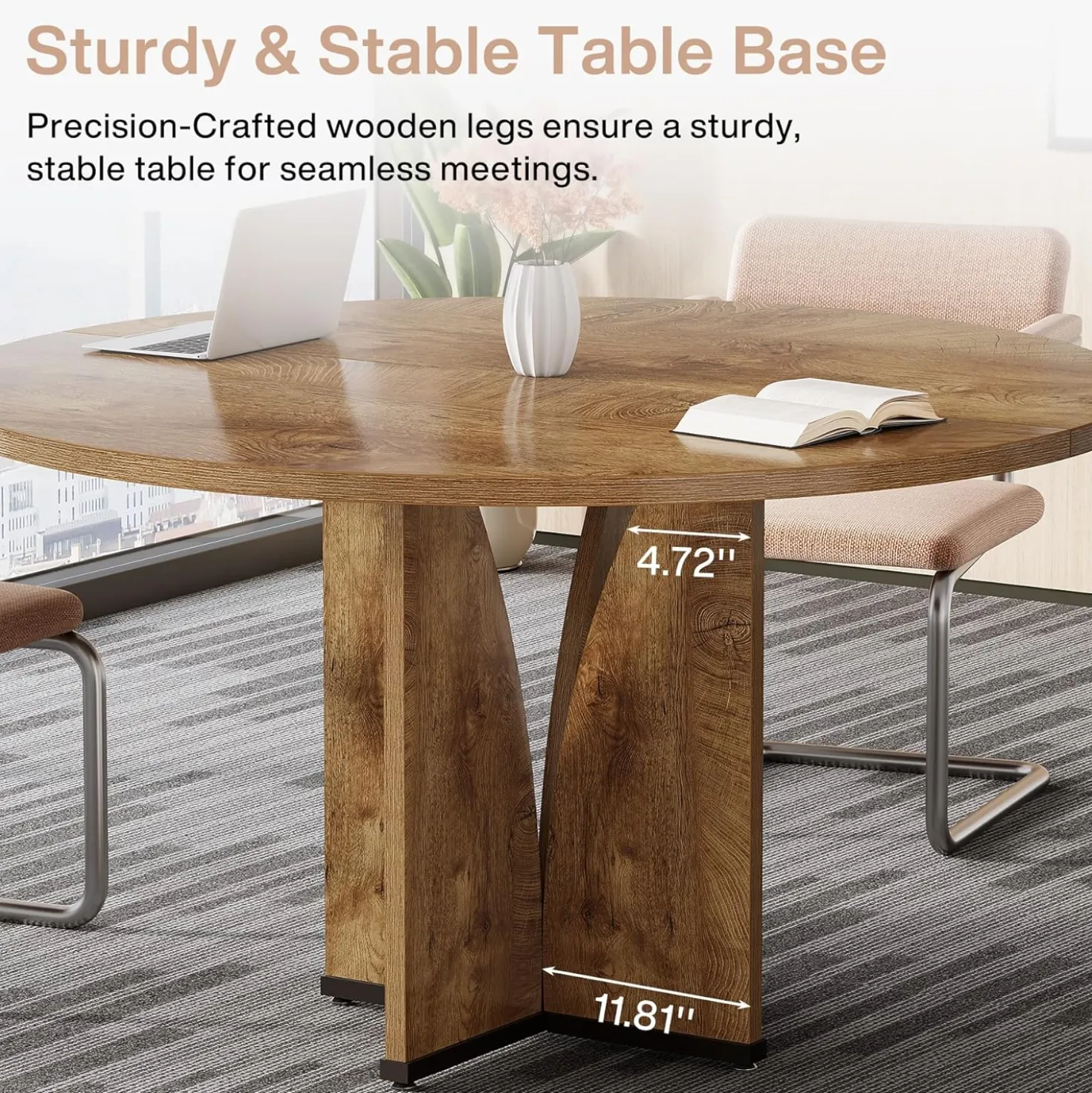 39" Round Conference Table for 4, Multi-Purpose Office Table for Meetings