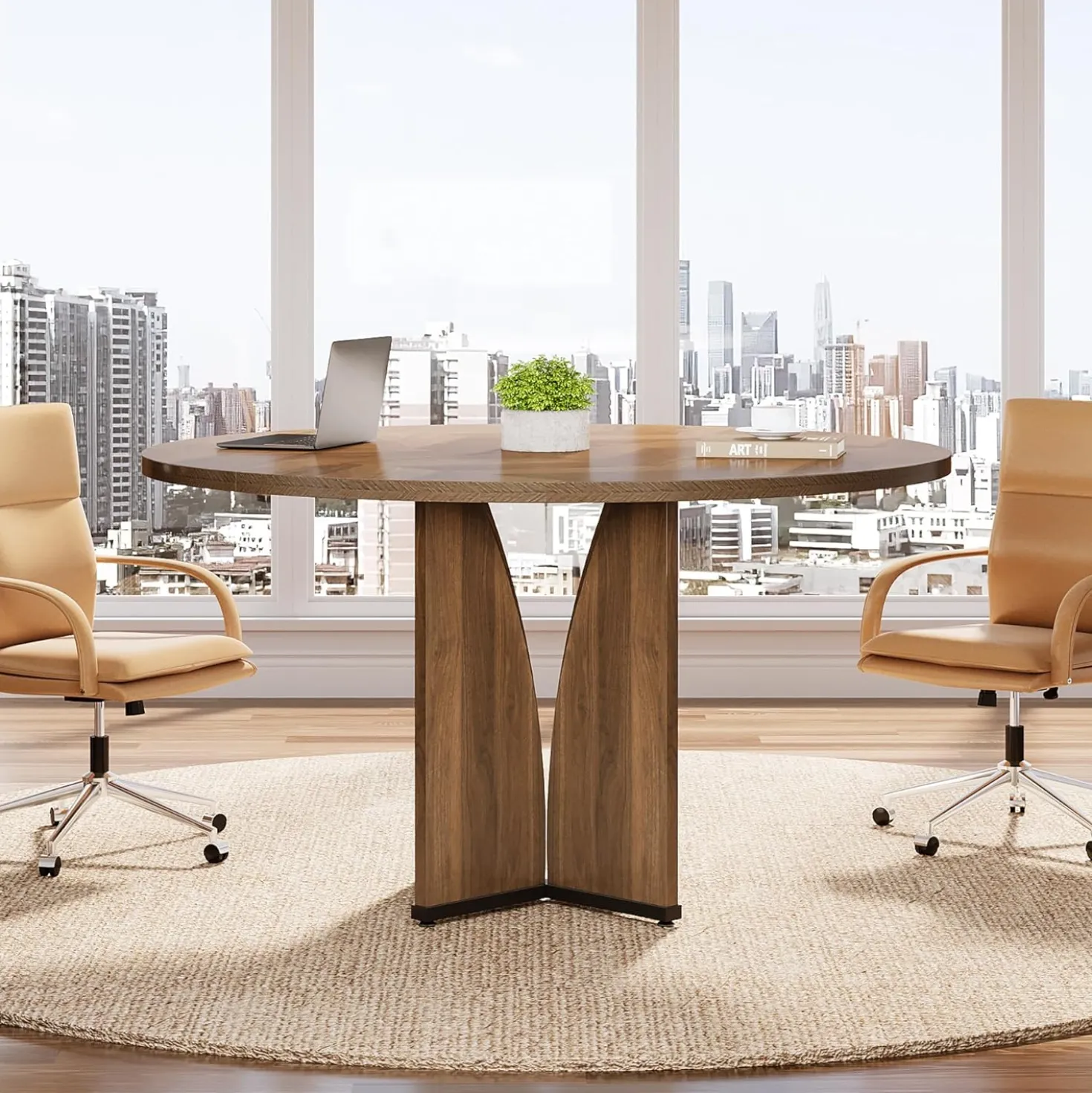 39" Round Conference Table for 4, Multi-Purpose Office Table for Meetings