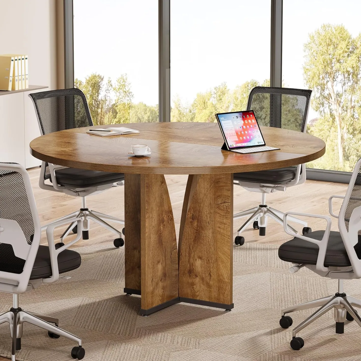 39" Round Conference Table for 4, Multi-Purpose Office Table for Meetings