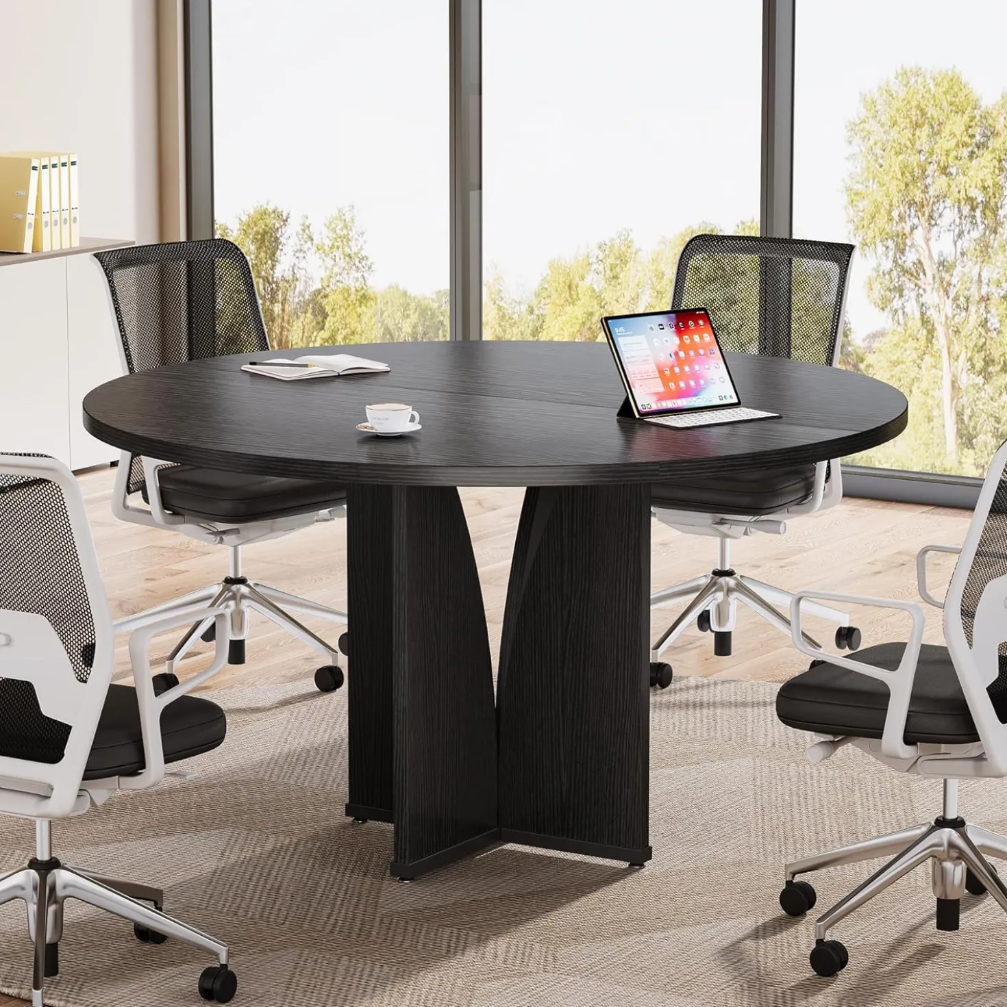 39" Round Conference Table for 4, Multi-Purpose Office Table for Meetings