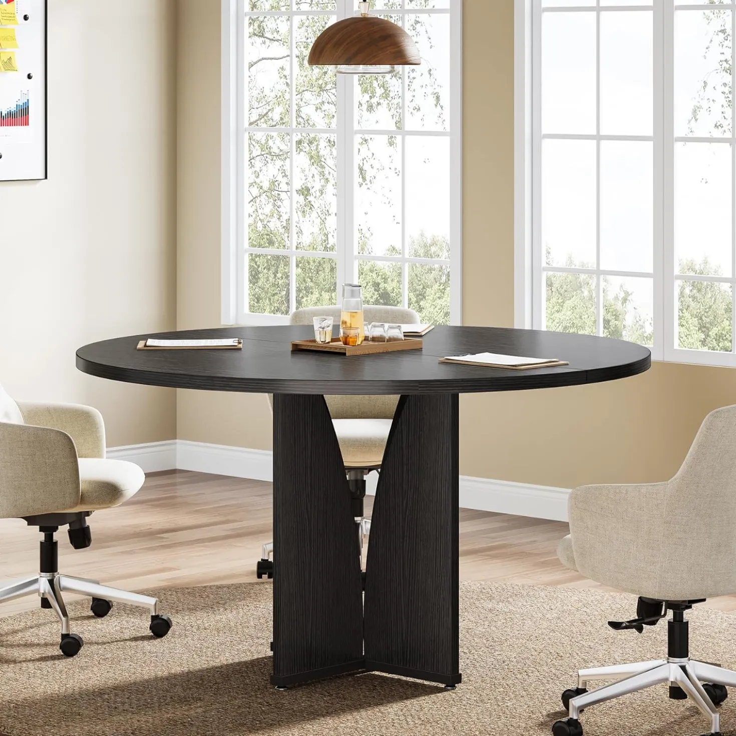 39" Round Conference Table for 4, Multi-Purpose Office Table for Meetings