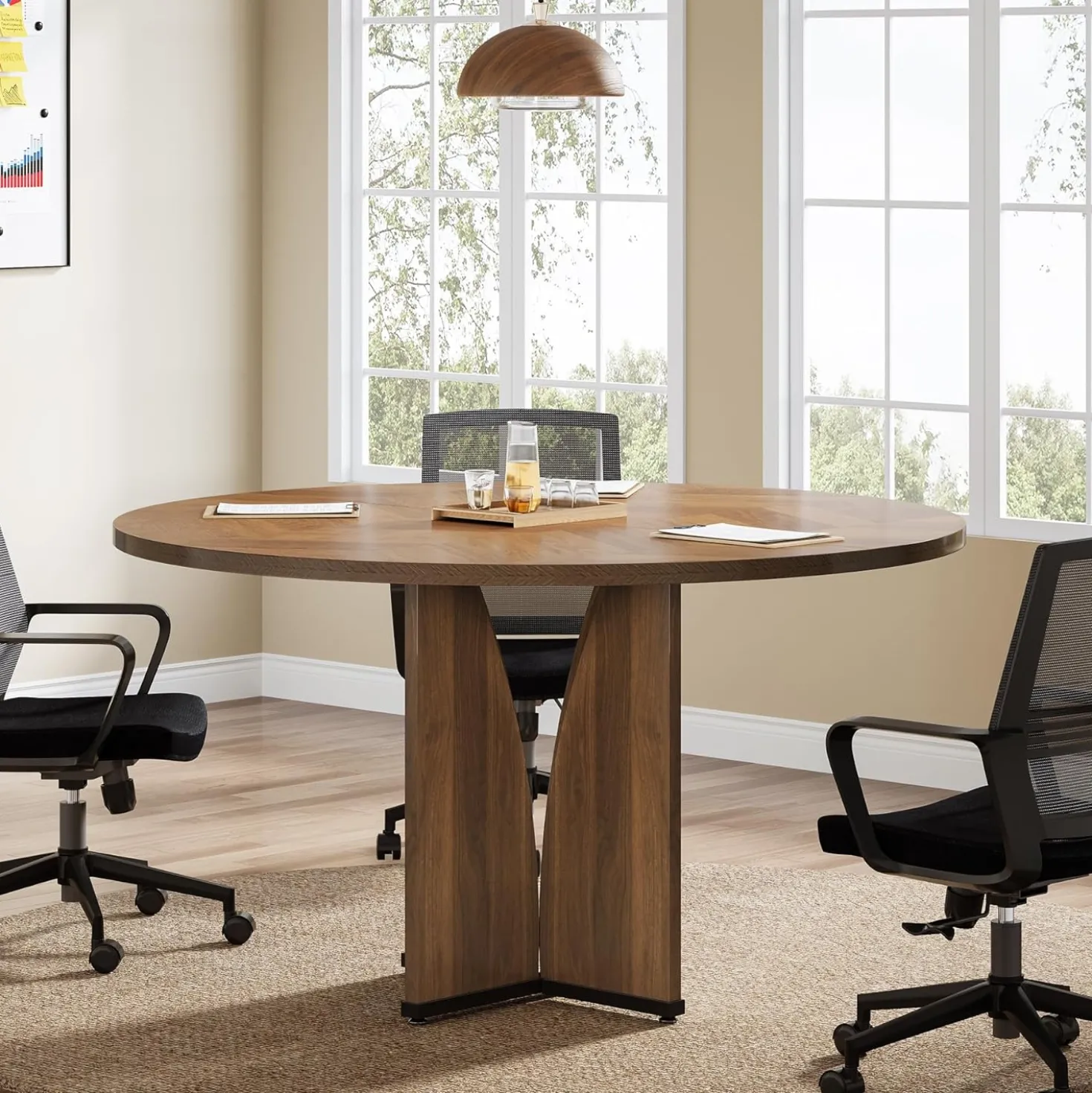 39" Round Conference Table for 4, Multi-Purpose Office Table for Meetings