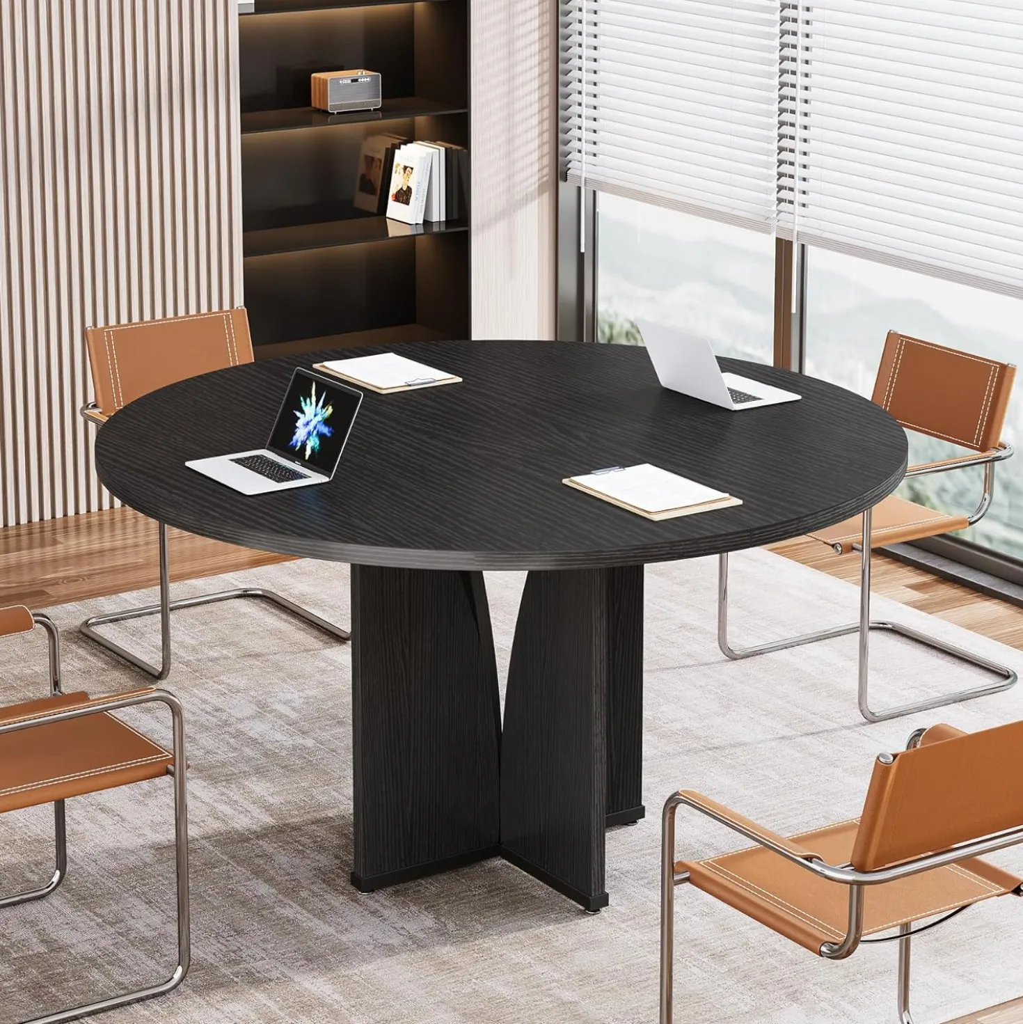 39" Round Conference Table for 4, Multi-Purpose Office Table for Meetings