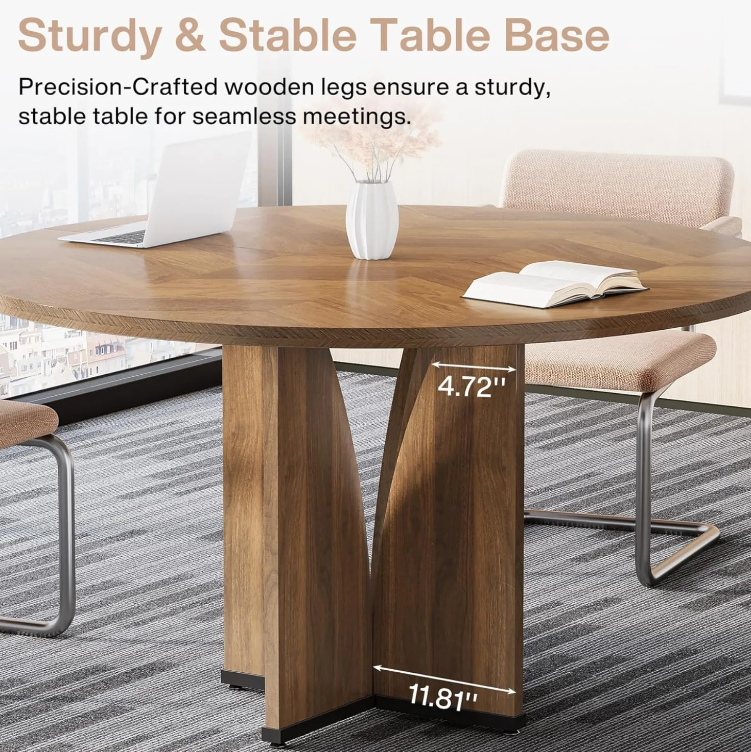 39" Round Conference Table for 4, Multi-Purpose Office Table for Meetings