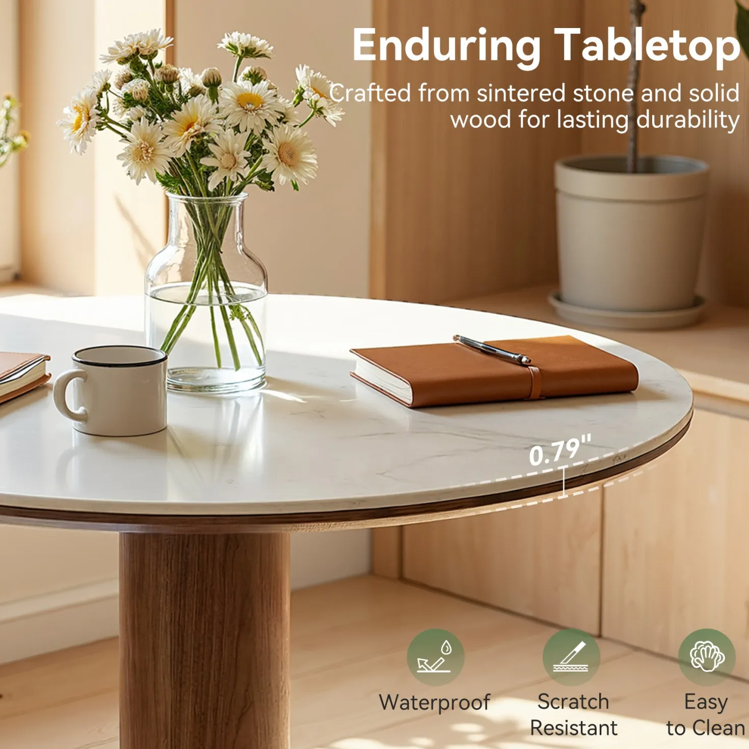31.5" Round Conference Table, Small Wood Meeting Room Table for 2-4 People