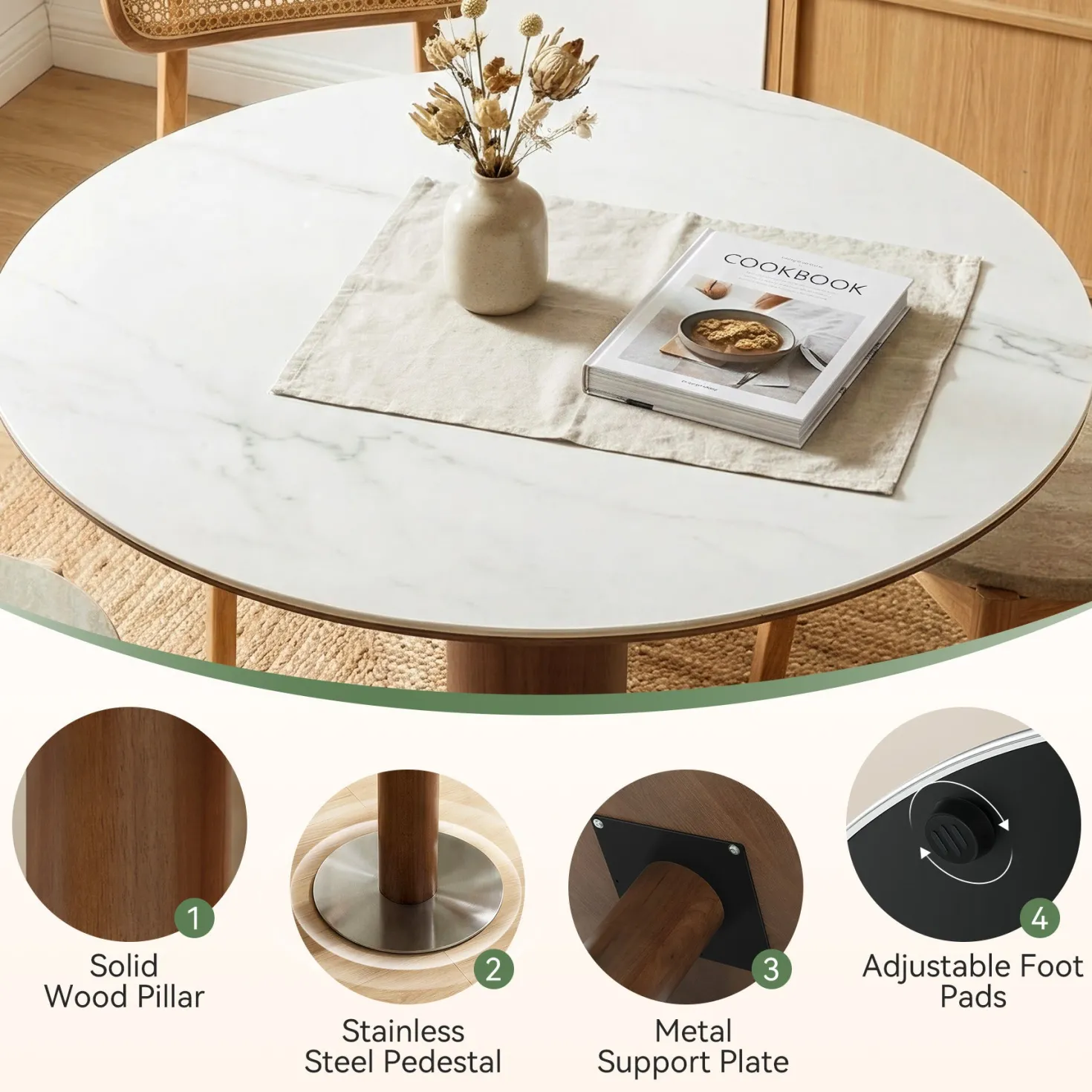 31.5" Round Conference Table, Small Wood Meeting Room Table for 2-4 People