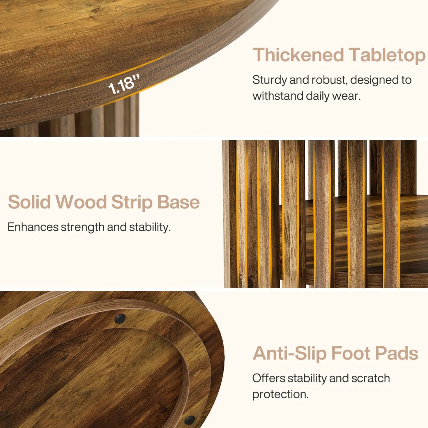 47" Round Conference Table, Wooden Small Meeting Room Table for 4