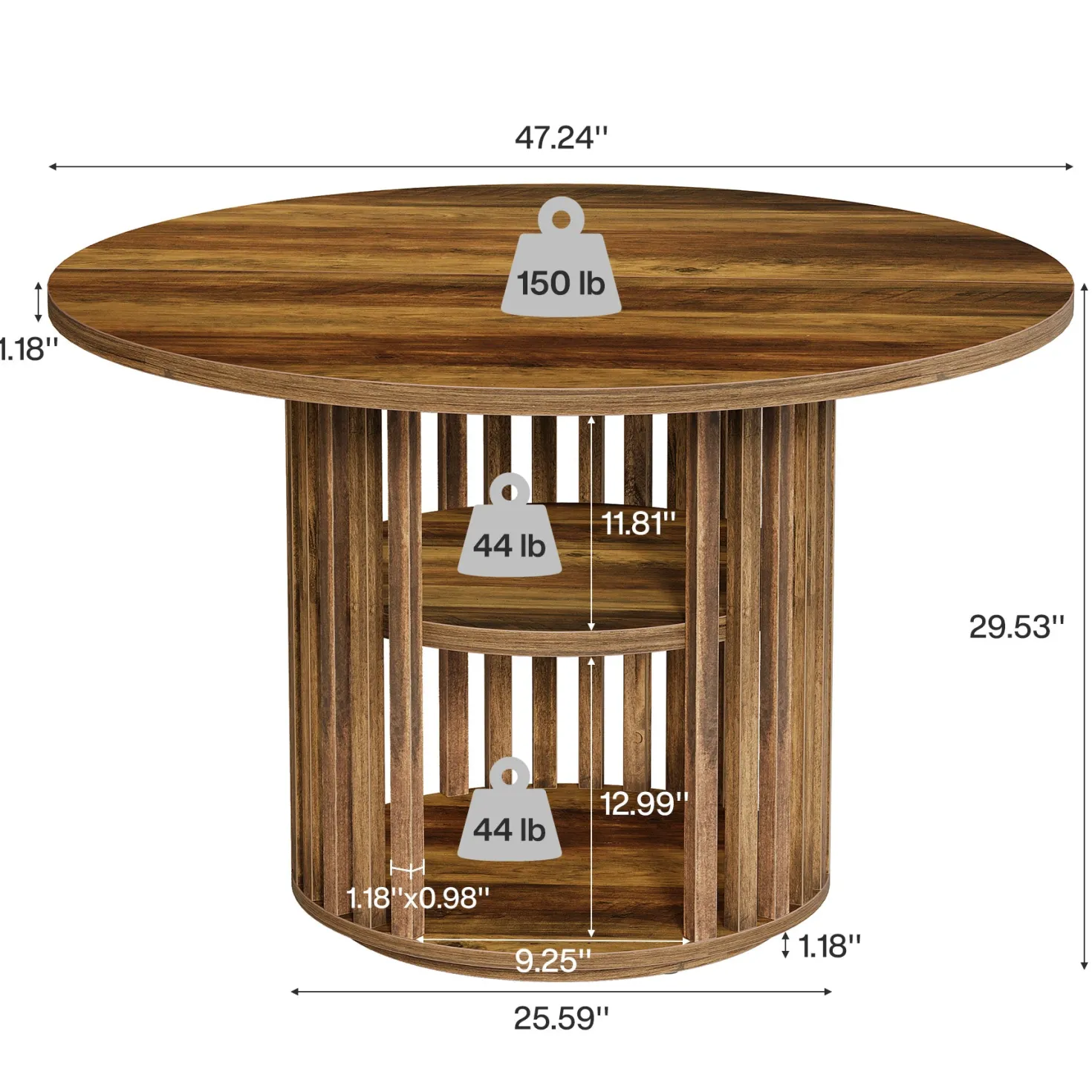 47" Round Conference Table, Wooden Small Meeting Room Table for 4