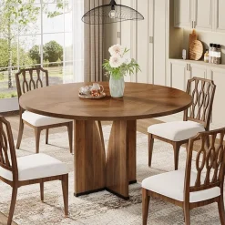 39" Round Dining Table, Farmhouse Kitchen Table for 4 People