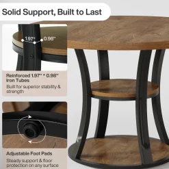 39.37" Round Dining Table, Farmhouse Kitchen Table with Storage for 4 People