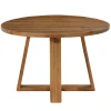 47.2" Round Dining Table, Farmhouse Solid Wood Kitchen Table with Trestle Base for 4